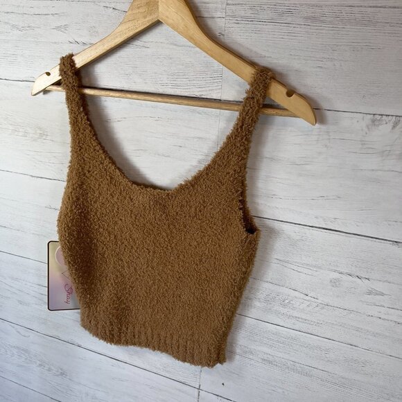 Coco & Shay Tank Top Womens SZ Medium Camel Brown Super Soft Cozy Crop Academia - Picture 10 of 16